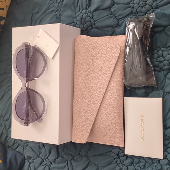 Zimmermann Amélie Butterfly Sunglasses  Foundry Grey New Box Case Cloth Papers - Picture 1 of 10